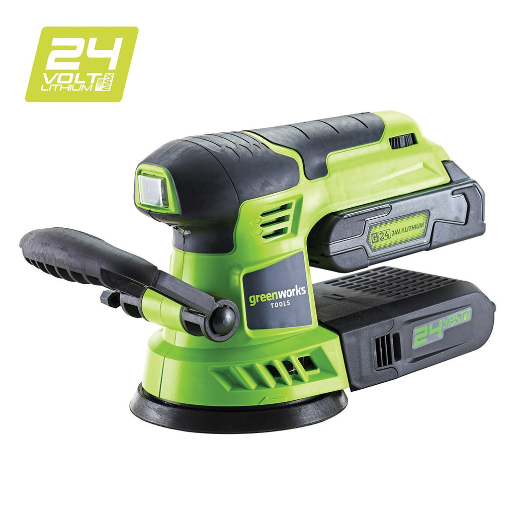 GREENWORKS 24V Orbital Sander 4.9" 2.0Ah Battery & Charger Kit 3100107AU-Kit-2