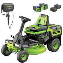 Load image into Gallery viewer, GREENWORKS 60V Lawn Tractor Rear Catcher Electric Riding Mower with 2x4.0Ah/2x8.0Ah Batteries & Wall-Mounted Rapid Charger Kit - 30" Cut 7404907AU  - FREE REDEMPTION KIT