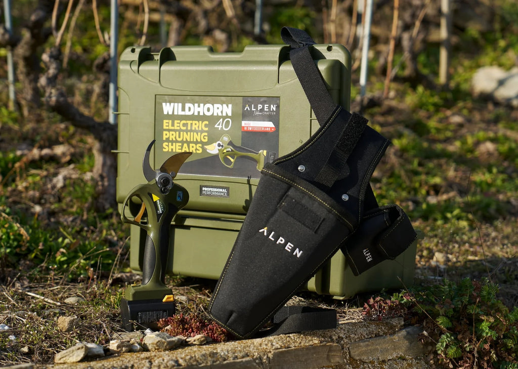 Alpen Wildhorn 40 Professional Electric Pruner Shear Secateurs 2x Battery, Maintenance & Storage Kit