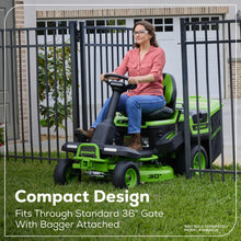 Load image into Gallery viewer, GREENWORKS 60V Lawn Tractor Rear Catcher Electric Riding Mower with 2x4.0Ah/2x8.0Ah Batteries & Wall-Mounted Rapid Charger Kit - 30" Cut 7404907AU  - FREE REDEMPTION KIT