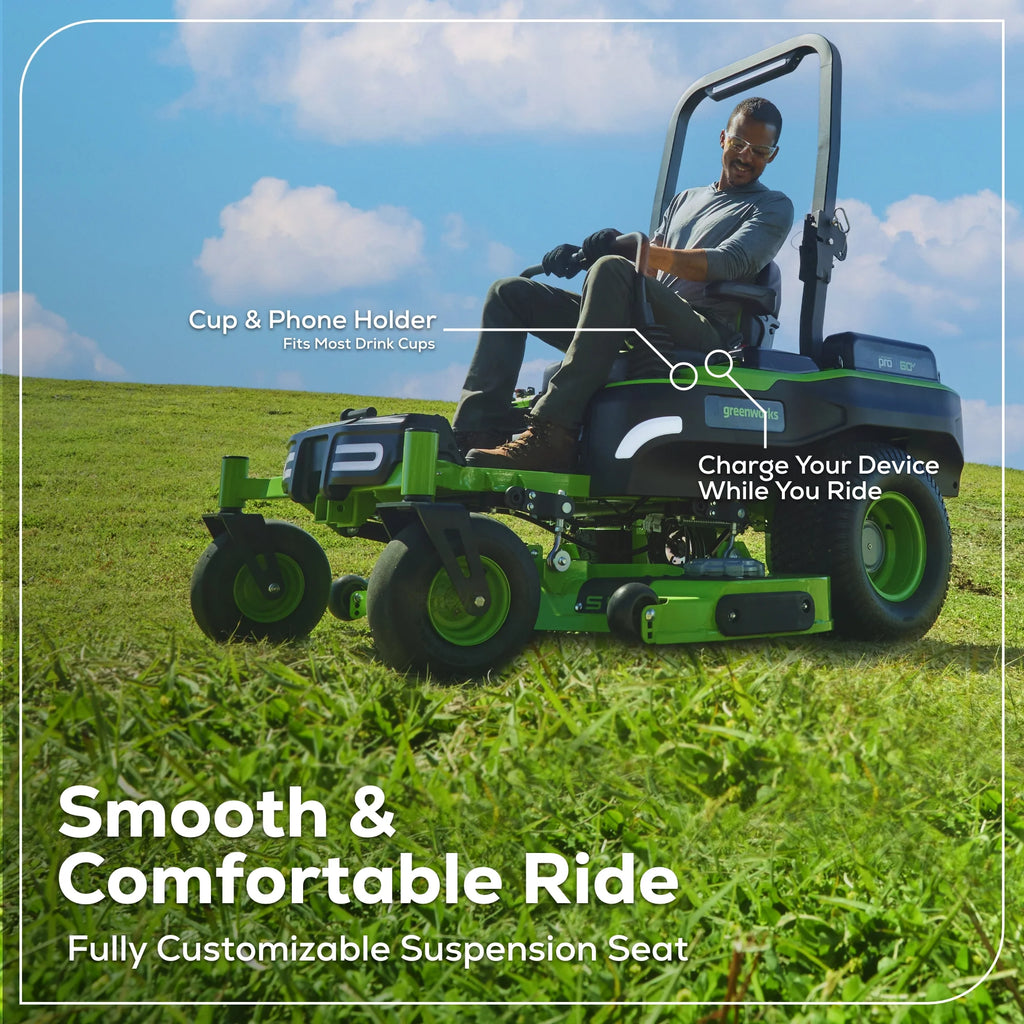GREENWORKS 60V MaximusZ Zero Turn Electric Riding Mower with 20.0Ah Battery & Wall-Mounted Rapid Charger Kit - 54" Cut 7405007AU - FREE REDEMPTION KIT