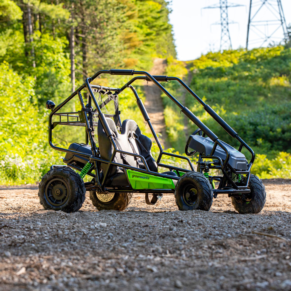 GREENWORKS 60V STEALTH Twin Series All-Terrain 2-Seat Electric Go-Kart 8.0Ah Batteries & Dual Charger Kit