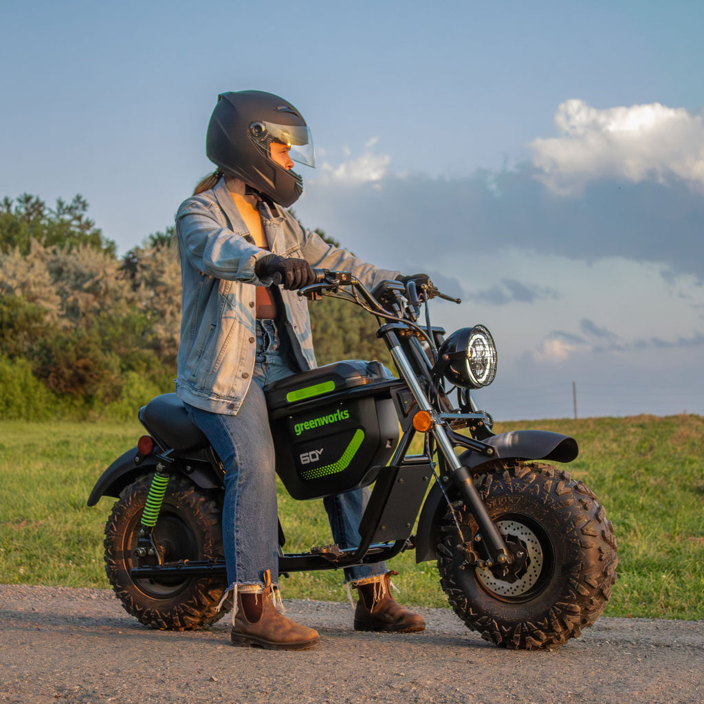 GREENWORKS 60V STEALTH Twin Series Off-Road Electric Mini Bike 8.0Ah Batteries & Dual Charger Kit