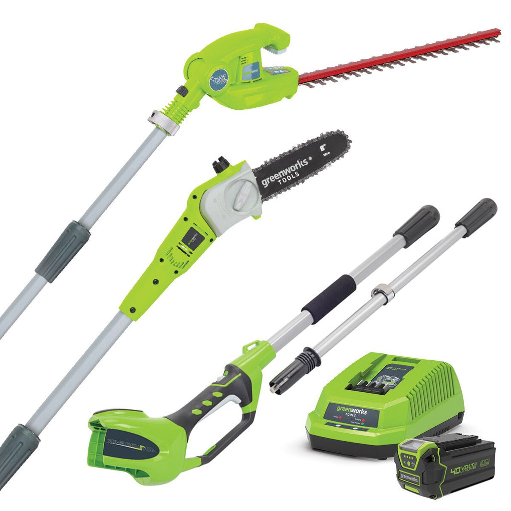 GREENWORKS 40V Pole Saw (Pruner) & Hedge Trimmer 2-in-1 with 4.0Ah Battery & Charger Kit