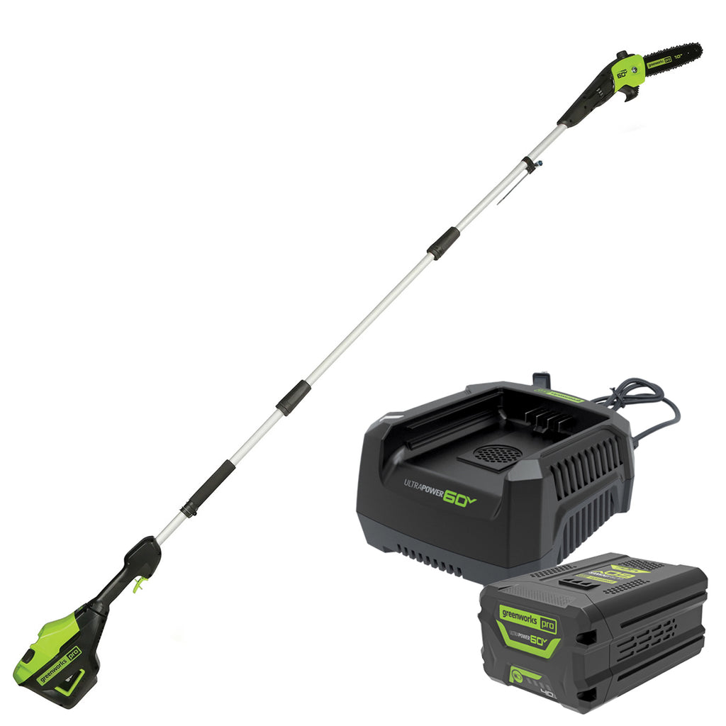 GREENWORKS 60V Pro Pole Pruner Saw (10" Bar) 4.2m 4.0Ah Battery & Charger Kit