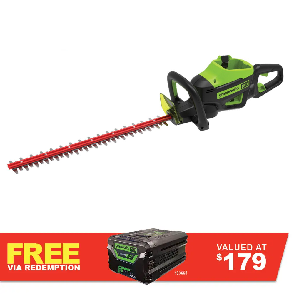GREENWORKS 60V Pro Hedge Trimmer 66cm (26″) Skin 2205807AU - FREE REDEMPTION KIT