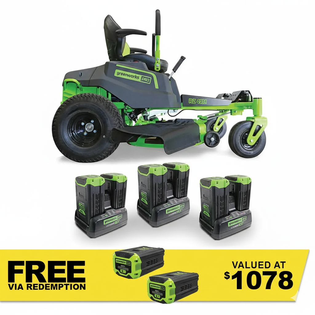 GREENWORKS 60V Pro Electric Zero Turn Mower with 8.0Ah Battery & Dual Rapid Charger Kit - 42