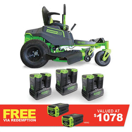 GREENWORKS 60V Pro Electric Zero Turn Mower with 8.0Ah Battery & Dual Rapid Charger Kit - 42