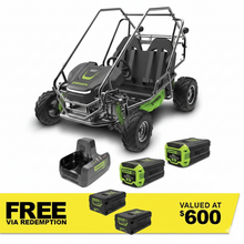 Load image into Gallery viewer, GREENWORKS 60V STEALTH Twin Series All-Terrain 2-Seat Electric Go-Kart 8.0Ah Batteries &amp; Dual Charger Kit 7403607AU - FREE REDEMPTION KIT