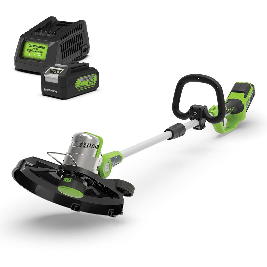 GREENWORKS 24V String Trimmer 12" 4.0Ah Battery & Charger Kit