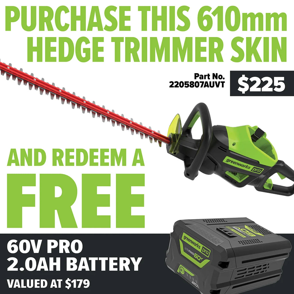 GREENWORKS 60V Pro Hedge Trimmer 66cm (26″) Skin  - FREE REDEMPTION KIT