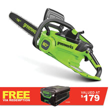 Load image into Gallery viewer, GREENWORKS 60V Pro 2kw Chainsaw (18&quot; Bar) Skin 2010007AU - FREE REDEMPTION KIT