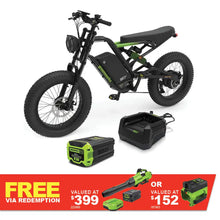 Load image into Gallery viewer, GREENWORKS 60V Venture Series 20&quot; All Terrain Fat Tyre E-Bike 8.0Ah Battery &amp; Fast Charger Kit 7404007AU-Kit- FREE REDEMPTION KIT