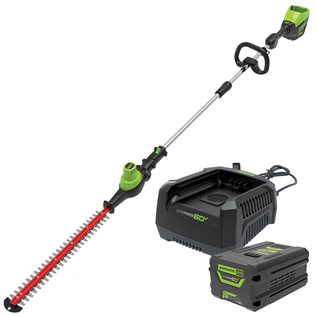 GREENWORKS 60V Pro Pole Hedge Trimmer 50cm (2.4m Reach) 4.0Ah Battery & Charger Kit