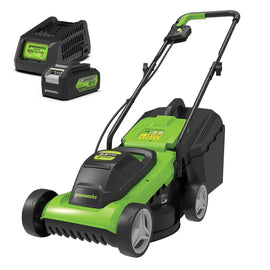 GREENWORKS 24V Lawnmower 32cm (12.6”) 4.0Ah Battery & Charger Kit 2509607AU-Kit-4