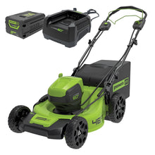 Load image into Gallery viewer, GREENWORKS 60V Pro Brushless Self-Propelled Lawnmower 46cm (18”) 4.0Ah Battery &amp; Charger Kit