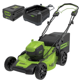 GREENWORKS 60V Pro Brushless Self-Propelled Lawnmower 46cm (18”) 6.0Ah Battery & Charger Kit 2514607AU-Kit-6