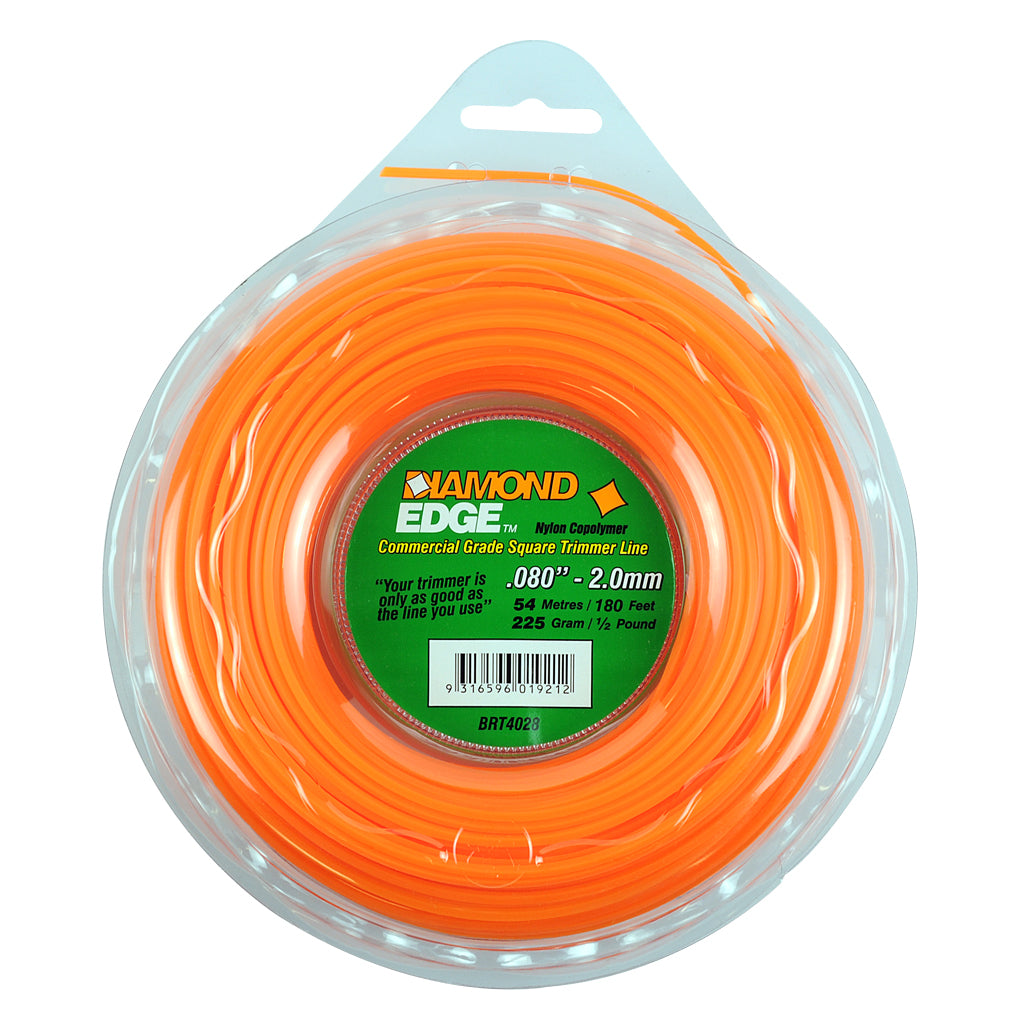 PowerMowers provides professional lawn & garden products that prioritises cutting-edge performance & user-safety. Diamond Edge Trimmer Line .080" / 2.00MM Donut Length 54M BRT4028