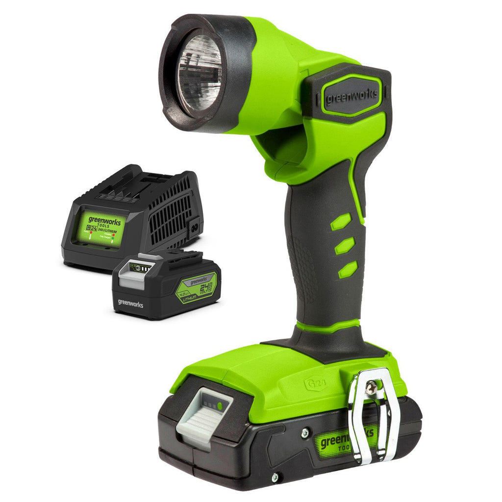 GREENWORKS 24V LED Work Light 4.0Ah Battery & Charger Kit