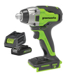 GREENWORKS 24V Brushless Impact Driver Drill 2.0Ah Battery & Charger Kit