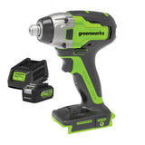 GREENWORKS 24V Brushless Impact Driver Drill 4.0Ah Battery & Charger Kit