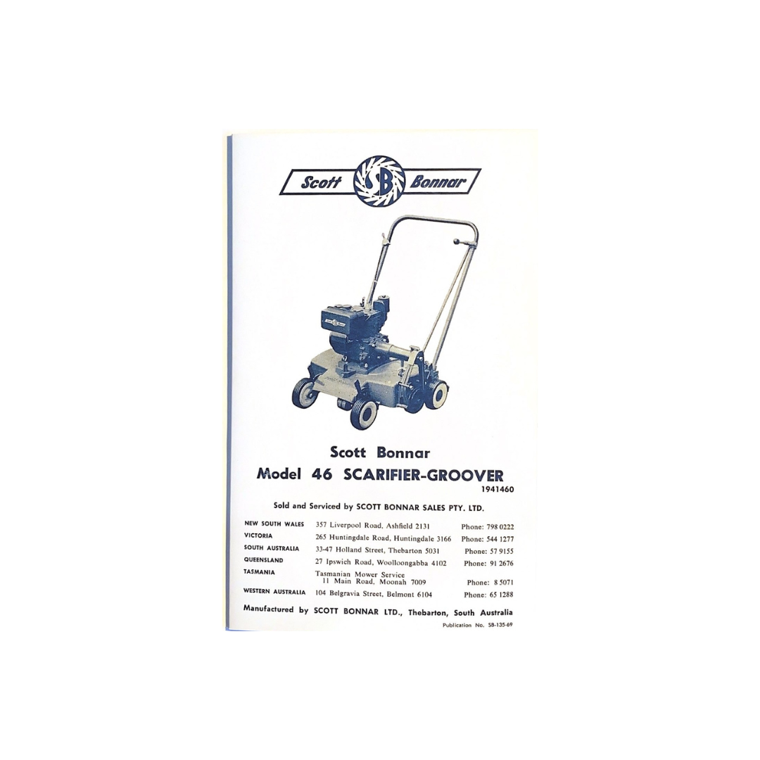 Scott Bonnar Model 46 Scarifier-Groover 6-Page Spare Parts List and Operating Instructions Leaflet
