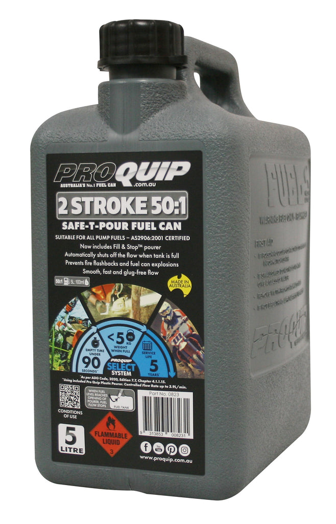 PowerMowers provides professional lawn & garden products that prioritises cutting-edge performance & user-safety. 5L 2St 50:1 Plastic Safe-T-Pour Fuel Can