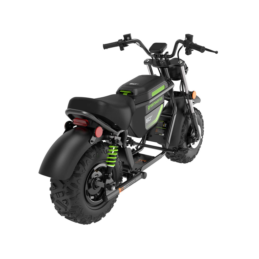 GREENWORKS 60V STEALTH Twin Series Off-Road Electric Mini Bike 8.0Ah Batteries & Dual Charger Kit