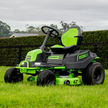 Load image into Gallery viewer, GREENWORKS 60V Pro Electric Ride-on Lawnmower with 8.0Ah Battery &amp; Dual Rapid Charger Kit - 42&quot; Cut