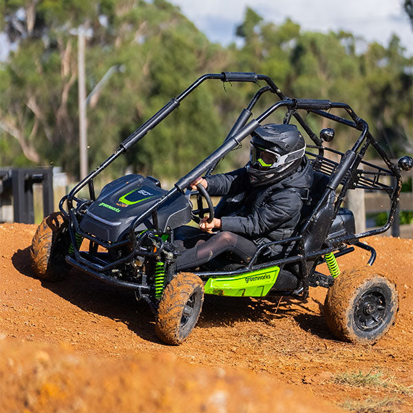 GREENWORKS 60V STEALTH Twin Series All-Terrain 2-Seat Electric Go-Kart 8.0Ah Batteries & Dual Charger Kit