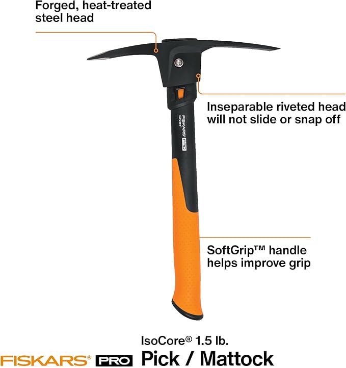 Fiskars Pro IsoCore™ Shock Control Mini Pickaxe Mattox 680g JM1553 ...