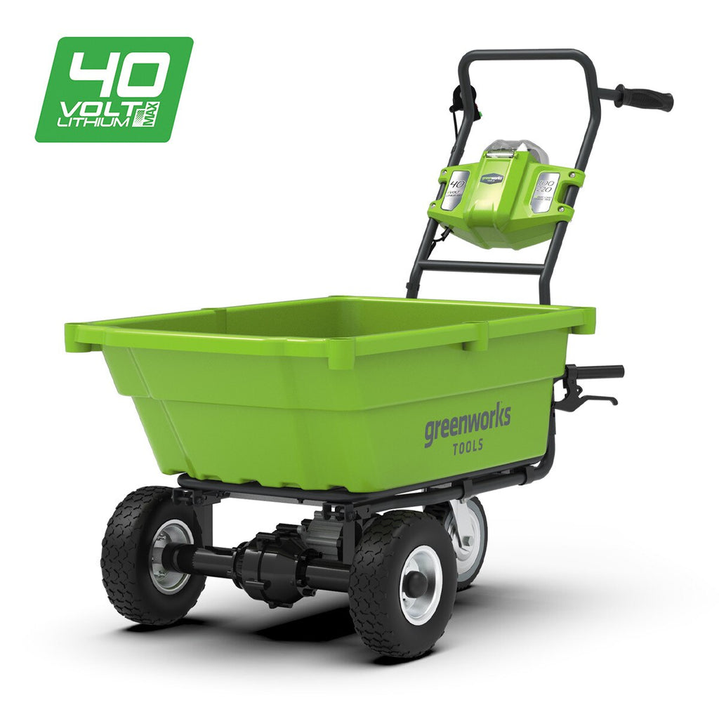 GREENWORKS 40V Brushless Self-Propelled Garden Cart Wheelbarrow 4.0Ah Battery & Charger Kit - 100kg Capacity