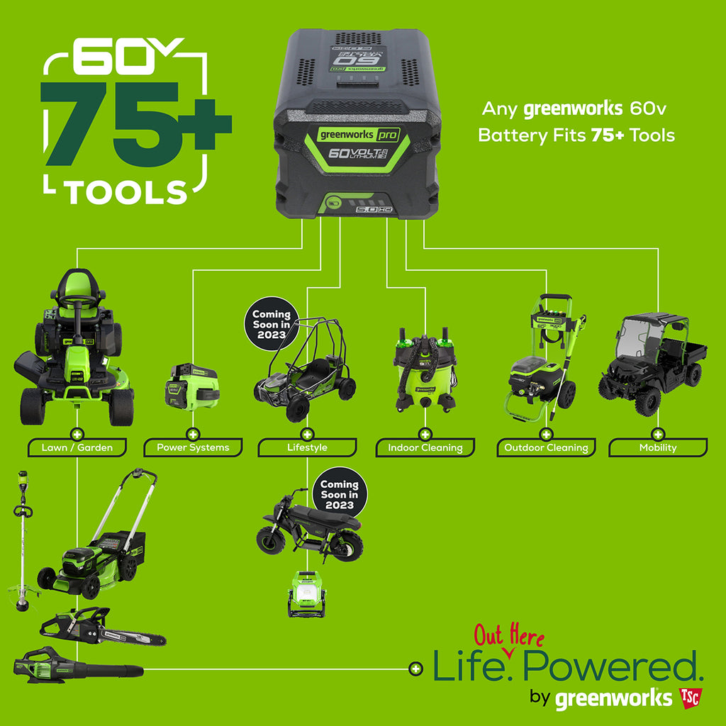 GREENWORKS 60V Pro Electric Ride-on Lawnmower with 8.0Ah Battery & Dual Rapid Charger Kit - 42" Cut