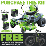 GREENWORKS 60V Pro Electric Zero Turn Mower with 8.0Ah Battery & Dual Rapid Charger Kit - 42