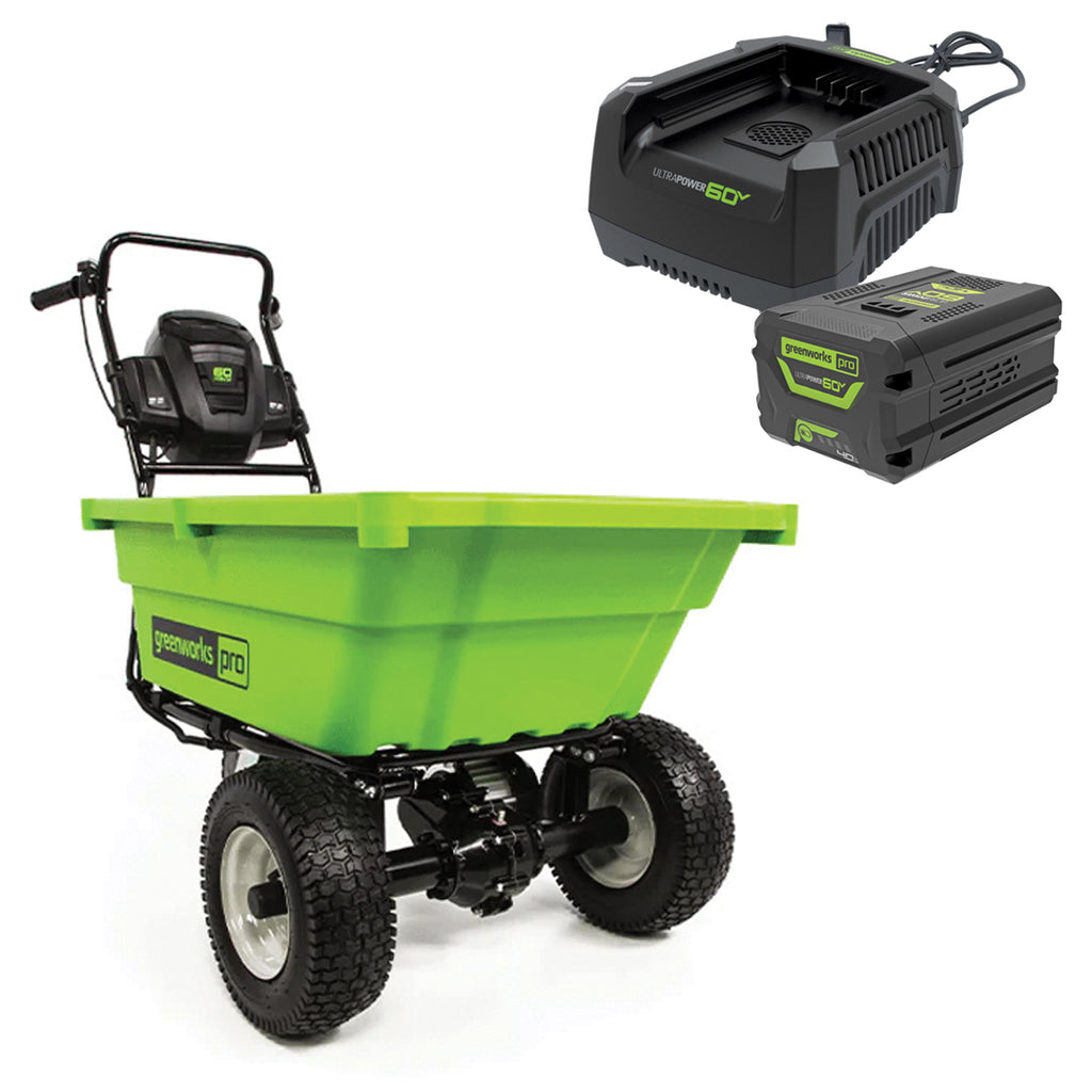 GREENWORKS 60V Pro Brushless Self-Propelled Garden Cart Wheelbarrow 4.0Ah Battery & Charger Kit - 100kg Capacity