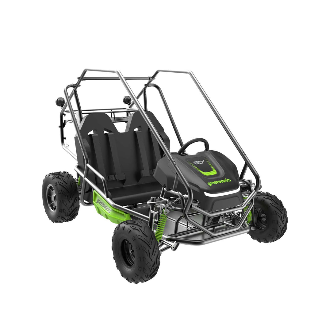 GREENWORKS 60V STEALTH Twin Series All-Terrain 2-Seat Electric Go-Kart 8.0Ah Batteries & Dual Charger Kit