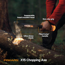 Load image into Gallery viewer, Fiskars X15 Campling Chopping Splitting Axe JM1506