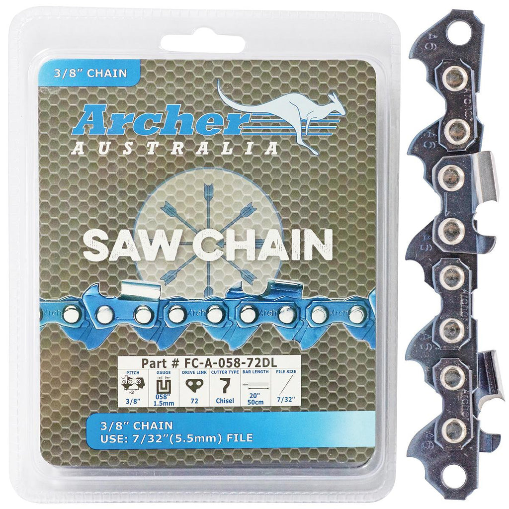 PowerMowers provides professional lawn & garden products that prioritises cutting-edge performance & user-safety. Archer Chain Full Chisel 3/8" .063" 25ft Skip Tooth FC-A-063-25R-RP-ST