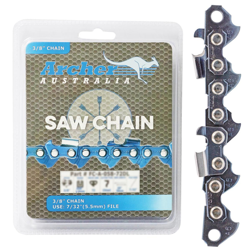 PowerMowers provides professional lawn & garden products that prioritises cutting-edge performance & user-safety. Archer Chain Loop Full Chisel 3/8" .063" 60DL FC-A-063-60DL