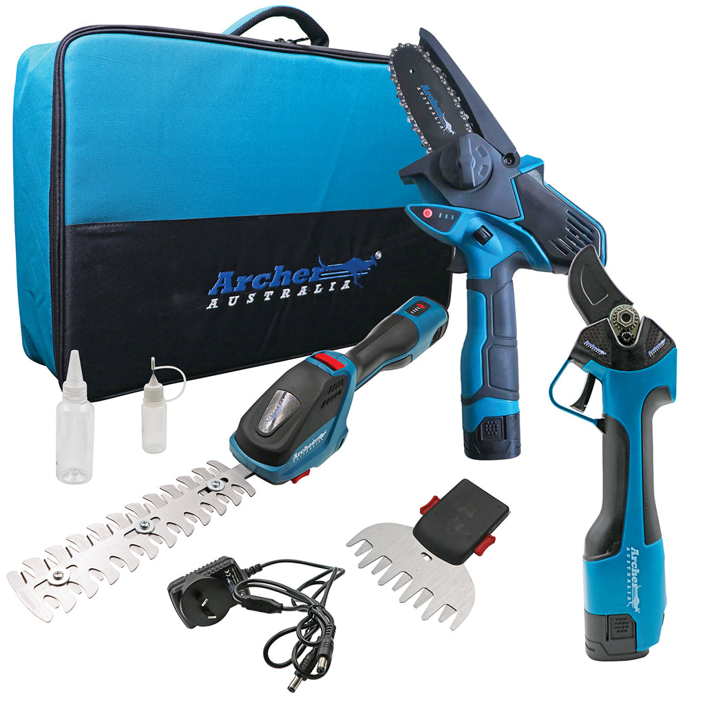Archer A4758 Archer Battery Mini Chainsaw, Pruning Shears & Grass/Hedge Shears 3Pc Kit A4758