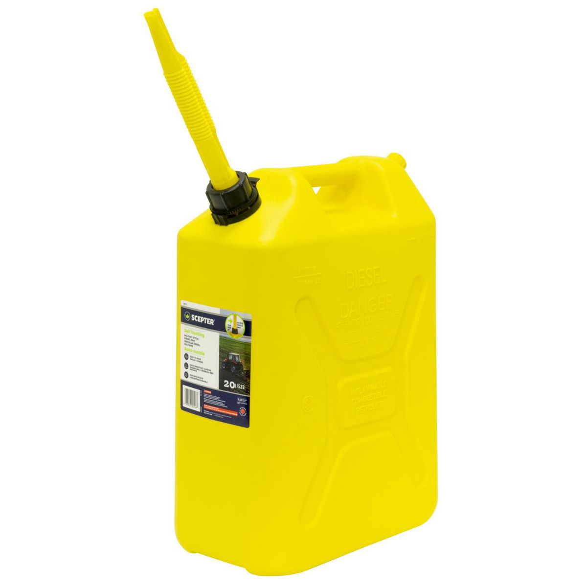 Scpeter 20L Yellow Plastic Diesel Fuel Jerry Can