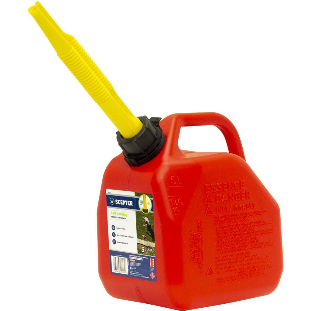 Scepter 5L Red Plastic Fuel Jerry Can