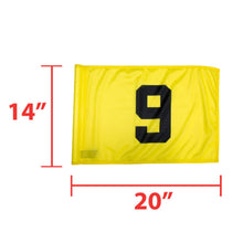 Load image into Gallery viewer, PowerMowers provides professional lawn &amp; garden products that prioritises cutting-edge performance &amp; user-safety. BG1007BYE/BKT Yellow Flag with Black Numbers 10-18