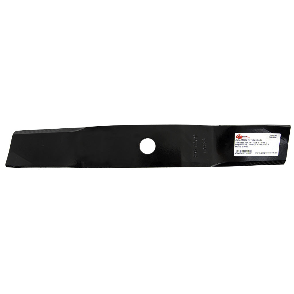 John Deere/GA/Copperhead/Copperhead Mulcher Blade BLR8267/M136194/TCU14939/TCU30315/F687 17" Bar Blade 3 X 48" Cut 7 - Iron Deck BLR8267, M136194