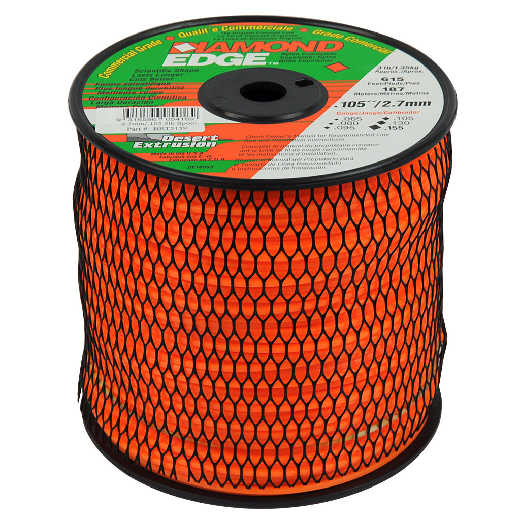 PowerMowers provides professional lawn & garden products that prioritises cutting-edge performance & user-safety. Diamond Edge Trimmer Line .105" (2.70mm) 620ft Spool, BRT5159