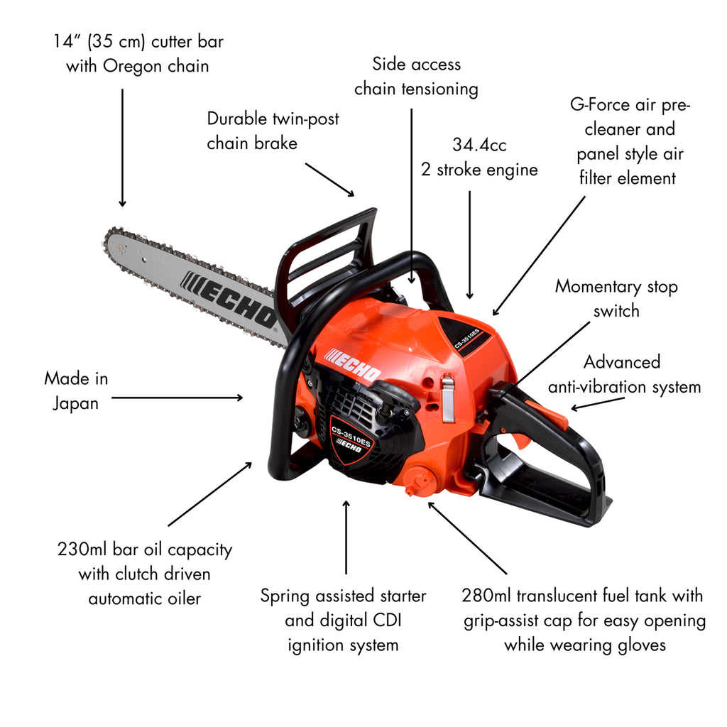 Echo CS-3510ES 34.4cc Rear-Handle Chainsaw - 14" Bar