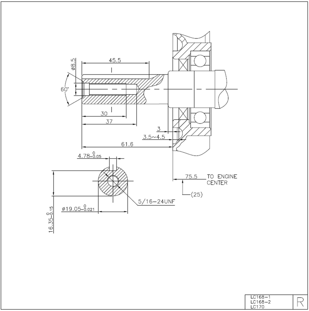 Loncin 196CC 6.5HP 3/4" (19.05mm) Horizontal Shaft Engine G200F