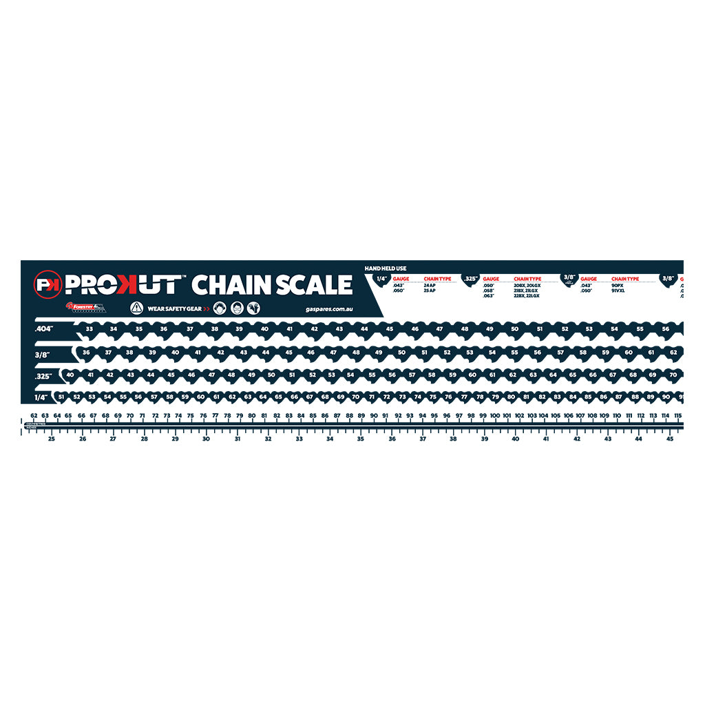 PROKUT/GA GAF10008 Chainsaw Chain Measuring Chart Sticker GAF10008