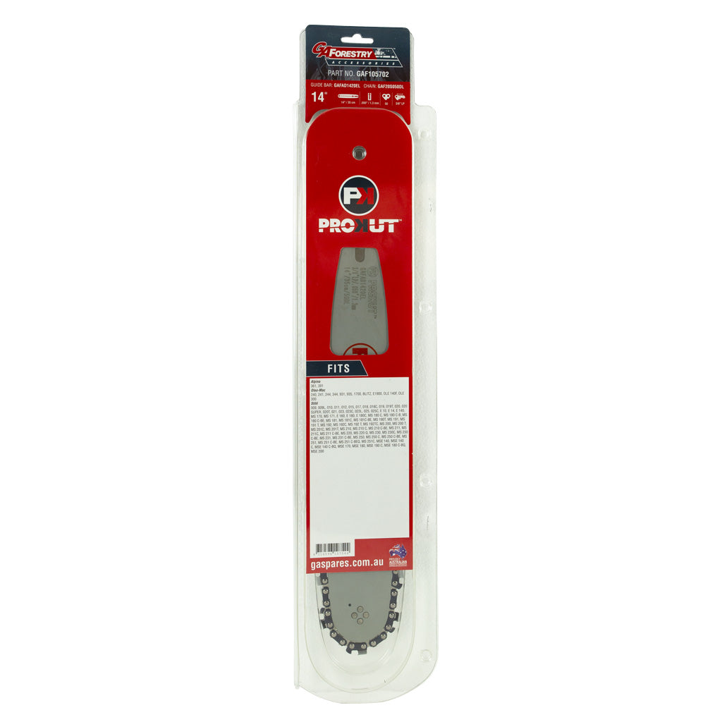 PROKUT/GA/OREGON/Alpina/Oleo-Mac/STIHL GAF105702/E1900/MS192/OMK105702/OMK557501 Prokut Bar & Chain Combo 14" #20S Ad 105702, 557501