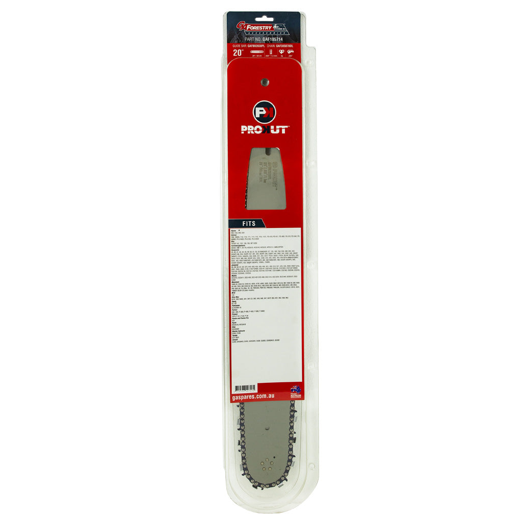 PROKUT/GA/Husqvarna/OREGON/Alpina/Dolmar/Jonsered/Makita/McCulloch/MTD/Oleo-Mac/Partner/Poulan/Komatsu/Ryobi/Tanaka PS-410/PS-411/PS-460/PS-510/PS-540 Prokut Bar & Chain Combo 20" #38S Bb PS-410, PS-411